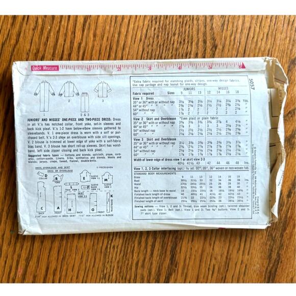 Vintage 1960s Simplicity 5057 Sewing Pattern Size S Dress Top Skirt COMPLETE - Picture 2 of 2